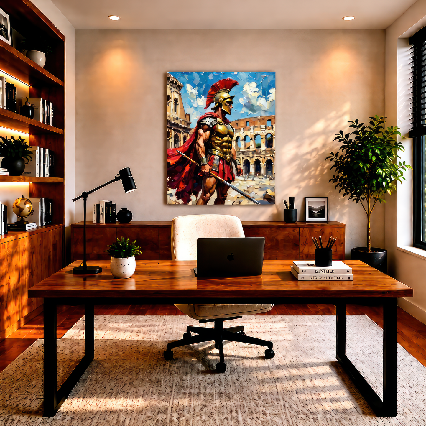 Canvas Wall Art of a Gladiator in front of Colosseum Stretched Matte Print